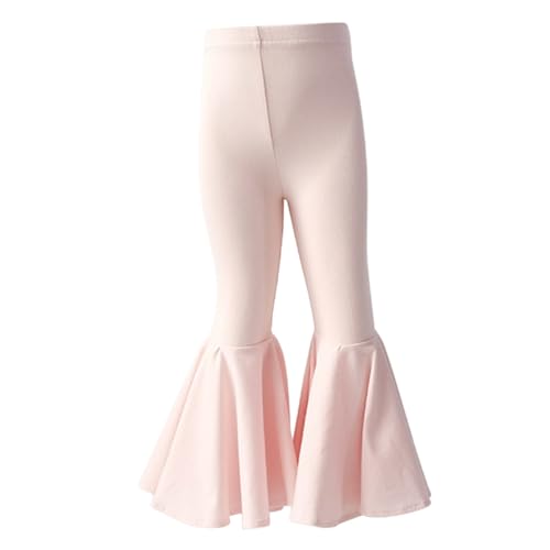 Girls Ruffle Flare Leggings Casual Bell Bottom Pants Elastic High Waist Solid Stretch Trousers Casual Sweatpants
