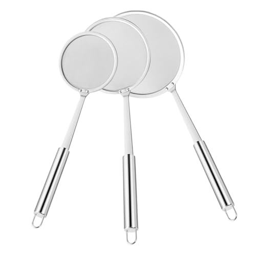 LEDMOMO 3個 ステンレス製こし器スキマースプーン点 細かいメッシュ油こし あく取り セパレーター対応 キッチン用調理器具 揚げ物脂離用