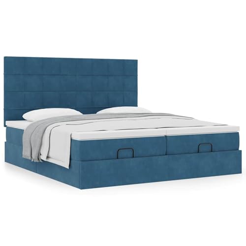 Tidyard Ottoman-Bett mit Matratzen Dunkelblau 180x200 cm Samt, Funktionsbett mit Stauraum unter dem Bett für Apartments Gästezimmer Schlafzimmer3313776 – Bild 5