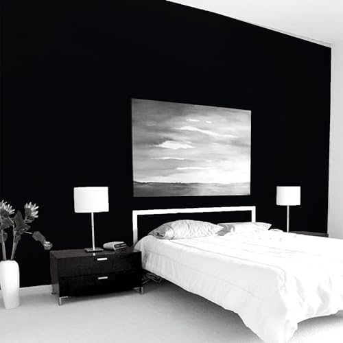 Image of Solid Black Wallpaper Thick Matte Black Contact Paper Decorative Peel and Stick Wallpape Self Adhesive Removable Wallpaper for Kitchen Cabinet Furniture Waterproof (61X122cm)