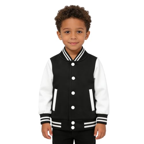 Image of LittleSpring Boys Girls Varsity Baseball Jacket Zip Up Bomber Jacket Thin 2-10Years