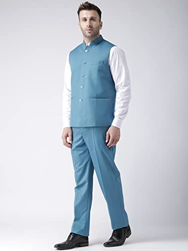 Image of hangup Men's Synthetic Notch Lapel Suit (2BasketTR Teal 44 Blue