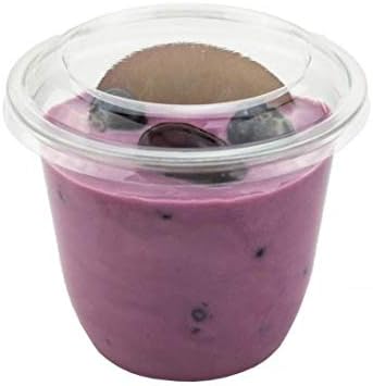 Signature Reusable Small Food Containers - 100 Pack - 4oz Pots with Lids Ideal for Yogurt, Muesli, and Mousse - Hand Washable and Completely Recyclable