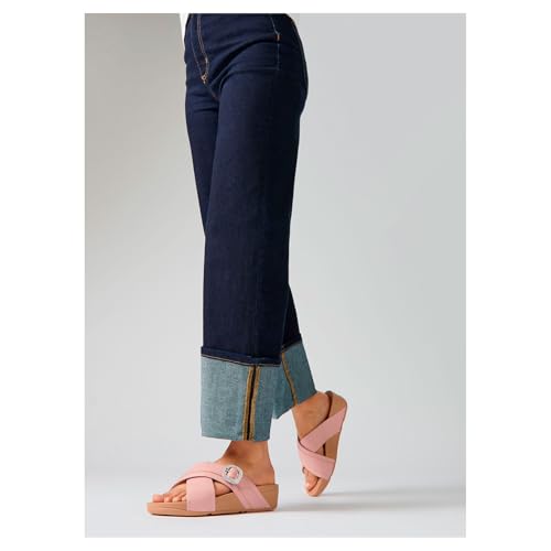 Image of FitFlop Women's Lulu Crystal-Buckle Leather Cross Slide Sandal