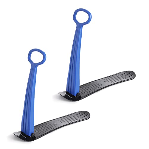Slippery Racer Kids Lightweight Compact Foldable Downhill Outdoor Winter Ski Scooter Snow Sled Blue (2 Pack)
