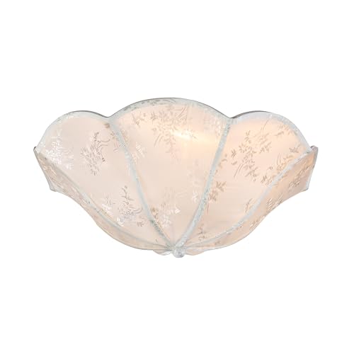 Image of Aspen Creative 52004 Ceiling Clip-on Lamp Shade, Transitional Design in White with Leaf Pattern, 13 inch Diameter x 5 inch Height