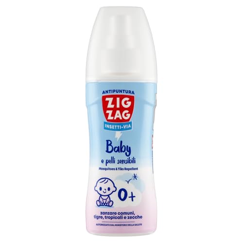 ZIG – ZAG Spray Antizanzare per Bambini e Neonati, Repellente corpo anti zanzare per pelli sensibili, zecche e tafani, senza profumo, 100 ml