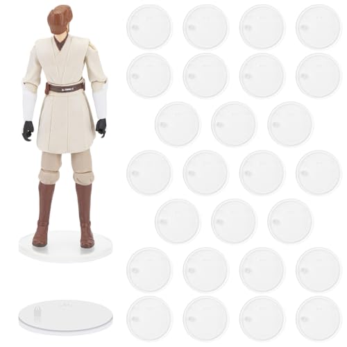 TITAWU 26PCS 3.75 Inch Action Figure Display Stand with Peg, 37.5mm Display Support Holder Base for Modern Star Was & Marvel Toy Figures, Clear