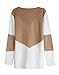 shermie Women's Color Block Pullover Sweaters Long Sleeve Crew Neck Loose Casual Sweater Small Camel