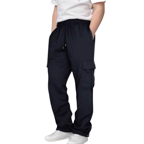 Boys Cargo Sweatpants Casual Elastic Waist Drawstring Sweat Pants with Pockets Teens Workout Joggers Cargo Pants