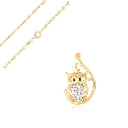 Collier hibou pour femme en cristal blanc, le cadeau idéal en plaqué or