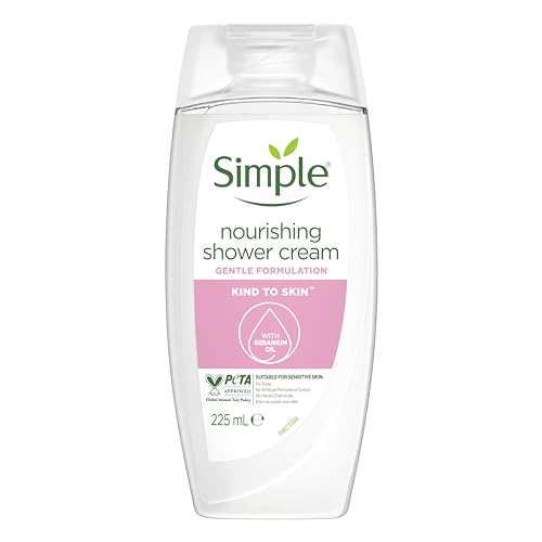 Simple Kind to Skin Nourishing Shower Cream pack of 6 dermatologically tested for gentle skin care 225 ml, White