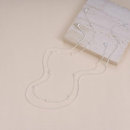 Image of Freekiss Layered Necklace Set for Women Stackable | Herringbone Snake Cuban Rope Chain, Dainty Choker, Layered Stackable, Non Tarnish, Hypoallergenic, Adjustable 14-18.5 inch