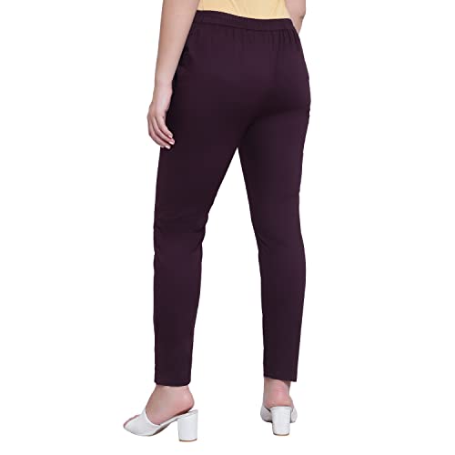 Image of BLUE STAR SHARK Stretchable Cotton Lycra Cigarette Pants | Versatile and Stylish Women's Pants | Comfortable Slim Jeggings | Ankle Length Straight Trousers for Office, Formal, Casual Wear
