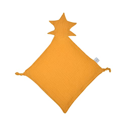 Bebé Dulce, Doudou Pañuelo Estrella 100% Gasa de Algodón 30 x 46 cm Mostaza