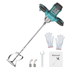 Cement Mixer, 2500W Handheld Electric Concrete Mixer, Portable Mortar Mixer with 6 Adjustable Speed, 110V Mud Mixer for Mixing Mud, Cement, Mortar, Paint, Fodder