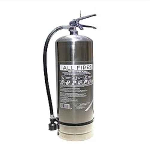 Firexo Extincteur (9 Liter) - Extincteur Maison Tous Feux en Acier Inoxydable, Batterie Lithium, Bureau, Cuisine, Voiture, Travail, Restaurant, Bateau - Fire...