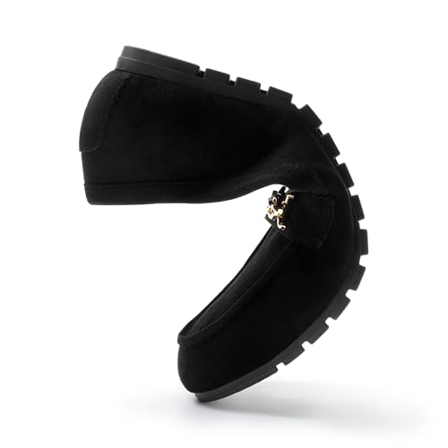 DREAM PAIRS Loafers for Women Casual Comfortable Slip On Flat Lightweight Leisure Work Shoe Comfort Walking Shoes,Size 10,Black-Suede,DWUMSP2501