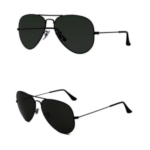 Óculos de Sol Aviador Clássico, Armação Preta, Lentes Escuras