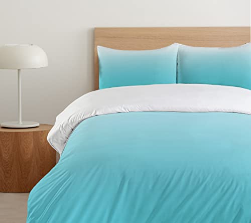 Ambesonne Ombre Duvet Cover Set, Deep Maldives Sealife Ocean Inspired Modern Design Aquatic Color Digital Art, Decorative 2 Piece Bedding Set With 1 Pillow Sham, Twin Size, Turquoise White #TOP4