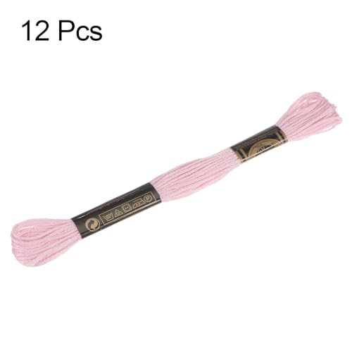 Image of HARFINGTON 12 Skeins Embroidery Floss 8.75yds(8m) Egyptian Long-Staple Cotton Cross Stitch Thread for Sewing DIY Bracelet Yarn String and Crafts, Nude Color(6023)