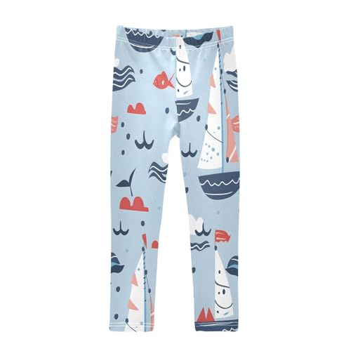 Bolaz Toddler Girls Leggings Printed Yoga Pants Leggings Sailboat Fish for Kids