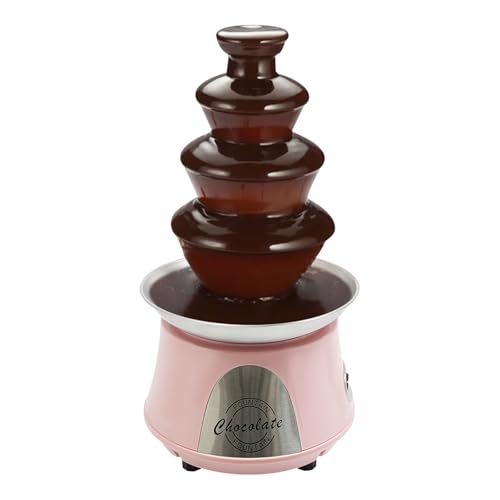 Chocolate Fountain Machine, 120V 180W 4 Tier Electric Chocolate Fondue Fountain Machine Stainless Steel Chocolate Melting Machine Cheese Fountain w/2.2Lbs Capacity for Wedding Birthday Anniversaries