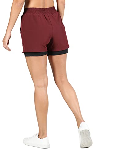 Image of CHKOKKO Gym Shorts for Women Workout Sports Running Quick Dry Fit Double Layer Inner Compression with Pockets Breathable Lightweight Wear