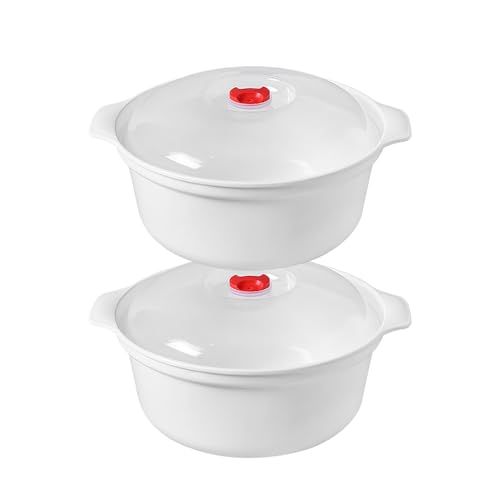 POYIPI 2 PCS Microwave Bowls with Lids Ramen Cooker Soup Bowls with Handls Microwavable Bowl Dishes Noodle Cooker Microwave Cookware for Office, College Dorm