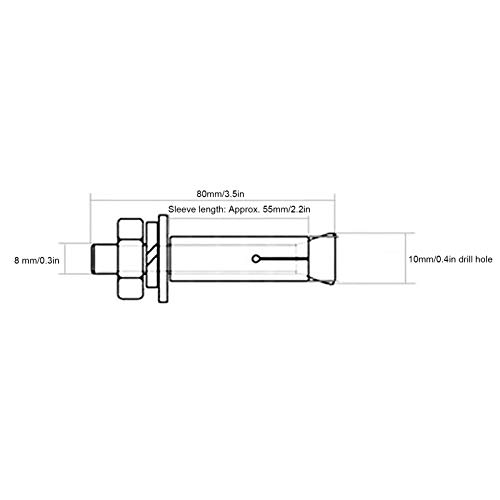 Image of Eujgoov 10Pcs Stainless Steel Expansion Bolts M8x80 Hex Nut Expansion Bolts Anchor Accessories for Home Improvement