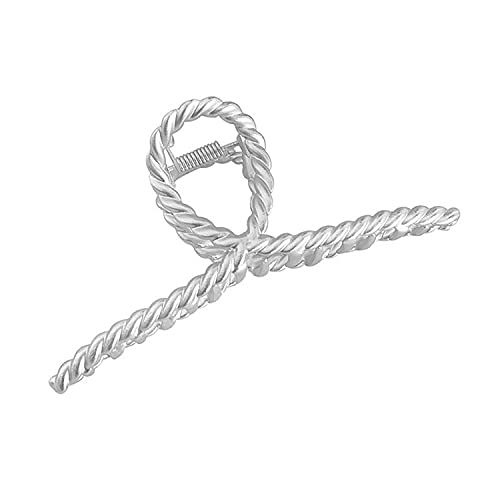 ヘアクリップ 大きめ しっかり 強力 バンスクリップ おしゃれ 可愛い レディース 髪留め お風呂 メタル ヘアアクセサリ 光沢感 髪をしっかり止められて、濃密な髪も使用可能 結婚式 母の日 プレゼント (銀)