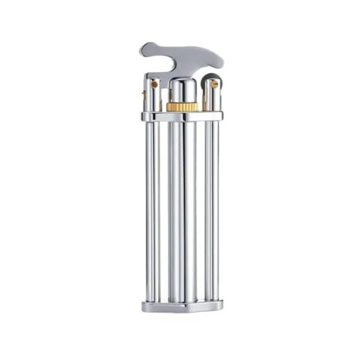 Image of Smoke King Triple Column Stick Lighter | Vintage Mechanical Chrome Lighter | Refillable | Premium Long Body Design | Gift for Men & Collectors