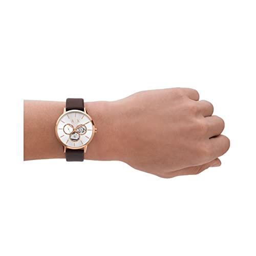 Armani Exchange Analog Silver Dial Men's Watch-AX2756 Genuine Leather, Brown Strap - Image 5