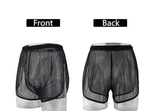 Mens See Through Boxers Ice Silk Sheer Underwear Sexy Mesh Transparent Shorts2