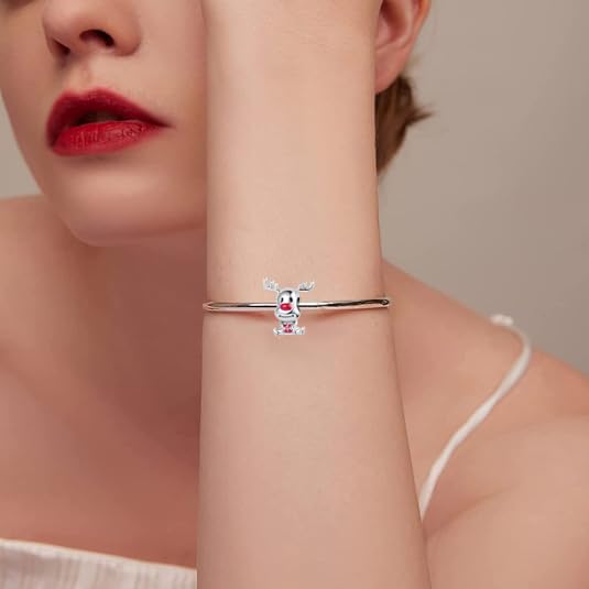 Image of Christmas Holiday Season Charms for Pandora Bracelets New Snowflake Santa Claus Home Moose Gift Tree Candy Cane Snow Globe