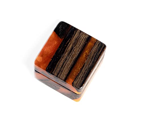 Green Emerald Resin And Black Wood Engagement Ring Box – Wooden Proposal Rings Holder For Bride – Small Jewelry Boxes For Wedding Ceremony Handmade – Unique Gift Ringbearer Proposals (Orange) #TOP4