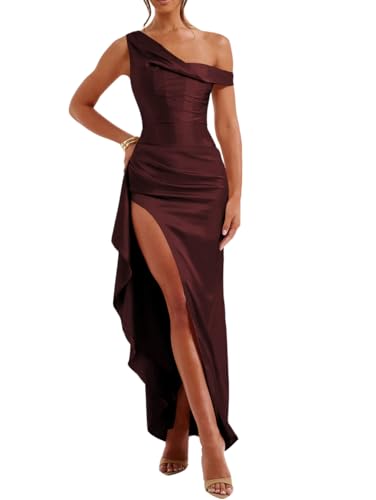 Satin Wedding Guest Dresses for Women 2024 Long Pleated Off Shoulder Mermaid Prom Evening Gowns