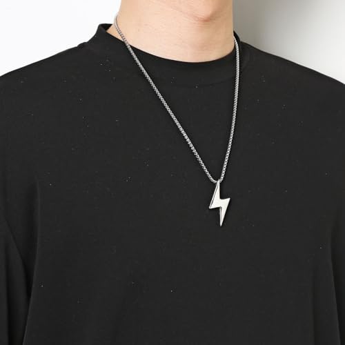 AsAlways Men Women Locomotive Street Punk Hip Hop Retro Minimalist Geometric Lightning Bolt Pendant Necklace3