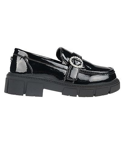 bebe Girl's Mary Jane Loafers Patent Platform Casual Black Uniform Shoes for Girls - Kids School Shoes Little Kid/Big Kid2