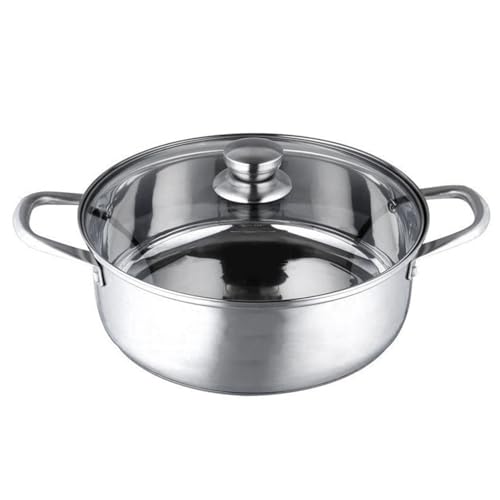 Pentola calda in acciaio inossidabile, design con fondo più spesso pentola calda in acciaio inox con coperchio, casseruola universale in acciaio inossidabile per uso domestico e commerciale (32 cm)