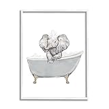 Stupell Industries Baby Elephant Bubble Claw Bathtub Safari Animal Bathroom
