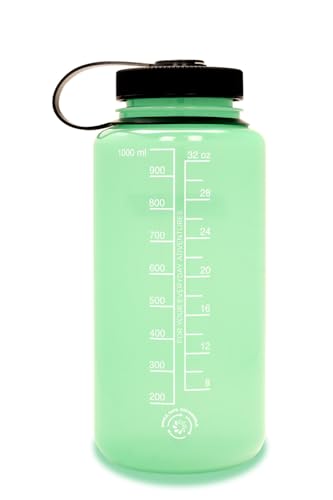 Image of Nalgene Wide Mouth Water Bottle | BPA-Free, Durable & Leak Proof, Lightweight Bottle for Hiking & Gym, Work & Travel, Glow Green, 32 Ounces (Pack of 6)