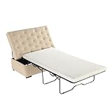 LUMISOL Folding Ottoman Sleeper Chair Bed with Mattress, 49.6' Convertible Fold Out Sleeper Sofa Bed, Twin Size Tufted Couch and Ottoman Sofa for Living Room Bedroom Guest Room, Beige