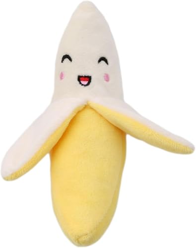 Txuolin Quietschspielzeug für Welpen, Plüsch, Banane, Quietschspielzeug, Gelb, 2 Stück
