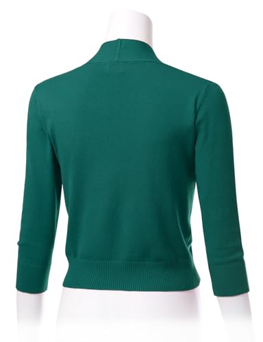 Image of Allsense Women's 3 /4 Sleeve Cropped Shrug Cardigan | Classic Bolero, Open-Front, Lightweight Soft Fine Knit Cover Up