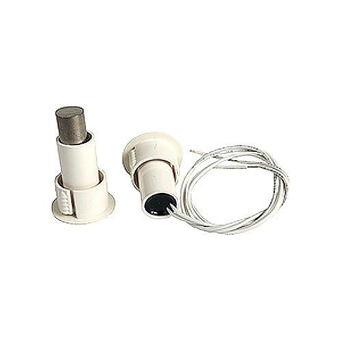 1076C-N Recessed Steel Door Magnetic Contact, 3/4 Inch Diameter, SPDT, White, 3/8 Inch Gap, Wire Leads, Commercial Use, ABS Material