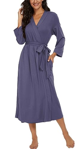 Image of VINTATRE Women Robes Long Knit Bathrobe Lightweight Soft Bath Robe with Pockets