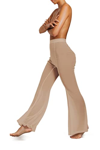 sofsy Women's Mesh Swim Pants | Sheer Bikini Cover Up | Beach & Poolside Rave Pants - Black, Medium