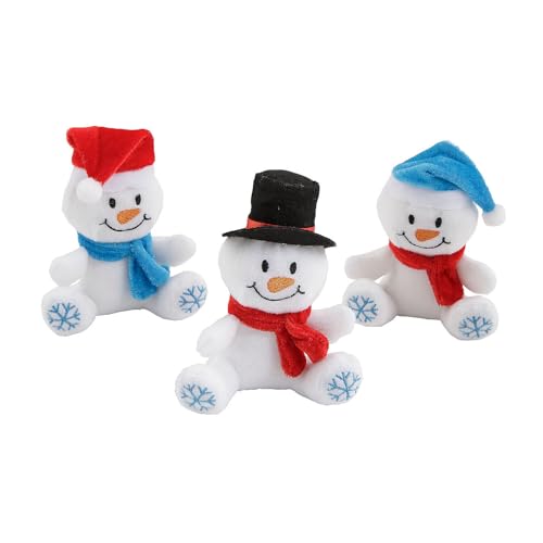 Fun Express Small Plush Stuffed Snowmen with Snowflake Feet - 12 Pieces