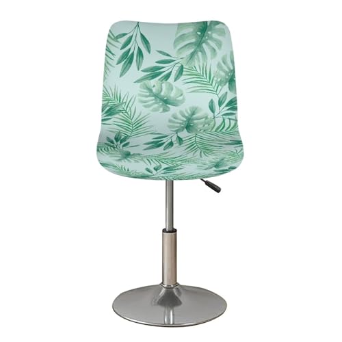 Image of Green Leaf Bar Stool Covers Seat Covers for Dining Room Chairs Set of 4,Stretch Chair Seat Slipcovers Protector Removable and Washable Kitchen Dining Chair Covers